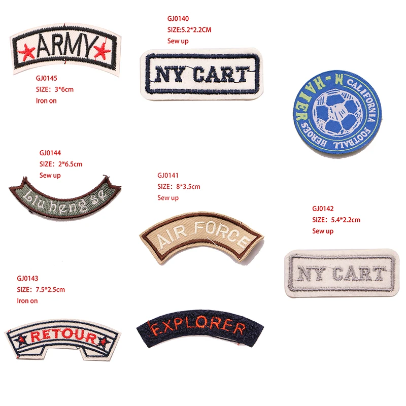 

5 Pcs Cartoon Decorative Slogan, football icon Towel Embroidered Applique Patches For DIY Iron on Badges Stickers on a backpack