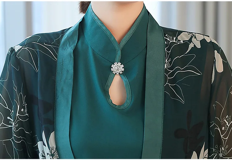 2018 лето и осень Новый стиль с принтом Cheongsam платье жилет Ретро Кардиган большого размера комплект пальто