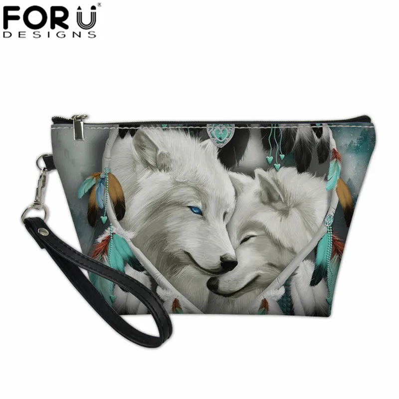 

FORUDESIGNS Make Up Bags for Women Wolf Printing Cosmetic Cases Ladies Makeup Pouch Females Toiletry Bag Multifunction Handbag