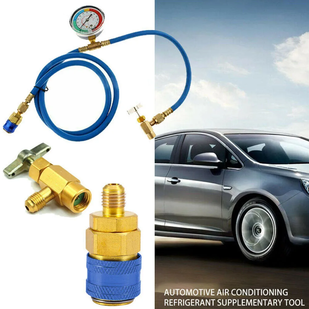 

Recharge Car Air Conditioning Refrigerant Hose Practical Auto Durable Accessories Fitting Fluoride Tube Home Pipe With Gauge
