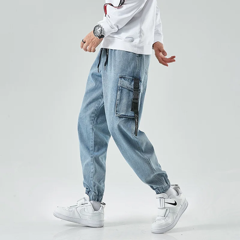 Calça jeans masculina estilo harajuku, calça de jogos, estilo
