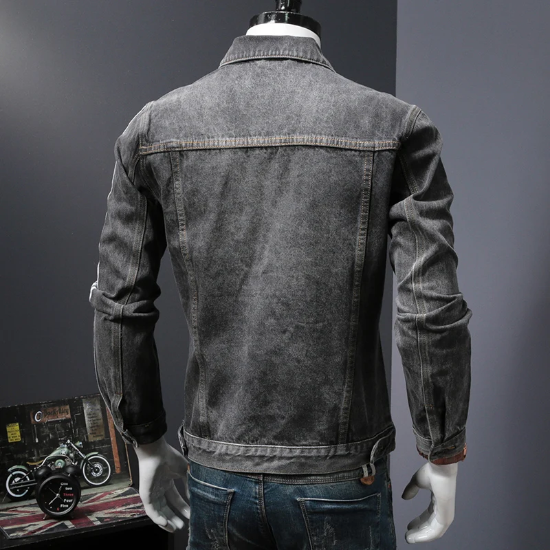 Мужская куртка Vomint пальто с длинными рукавами с принтом Soild свободного кроя серая мужская джинсовая куртка