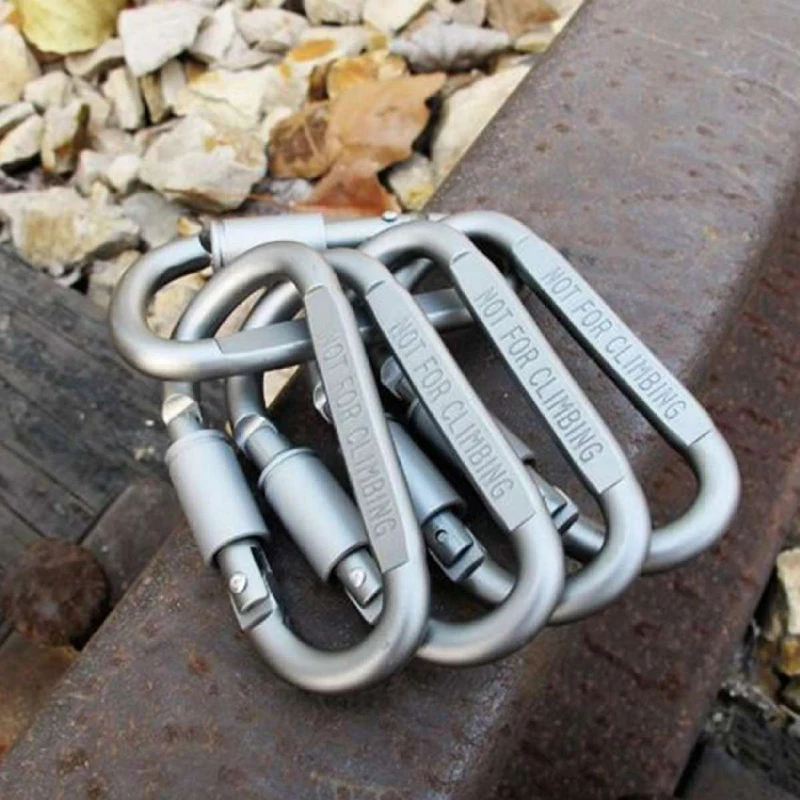 

Quickdraw Outdoor Clasp survive keychain Hook Climb Aluminum screw Key Buckle Hang Carabiner Clip Camp 2Pcs D ring lock chain