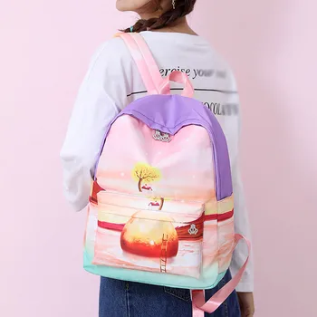 

Women's Backpack Oil Landscape Painting Style Series Waterproof Backpack Minimalist Sleek Nylon Backpack mochila feminina