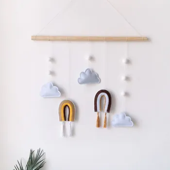 

Nordic Wood Sticks Felt Pendant Wall Hanging Ornaments Newborn Baby Bed Tent Wind Chime Kids Room Decoration Photo Props-B