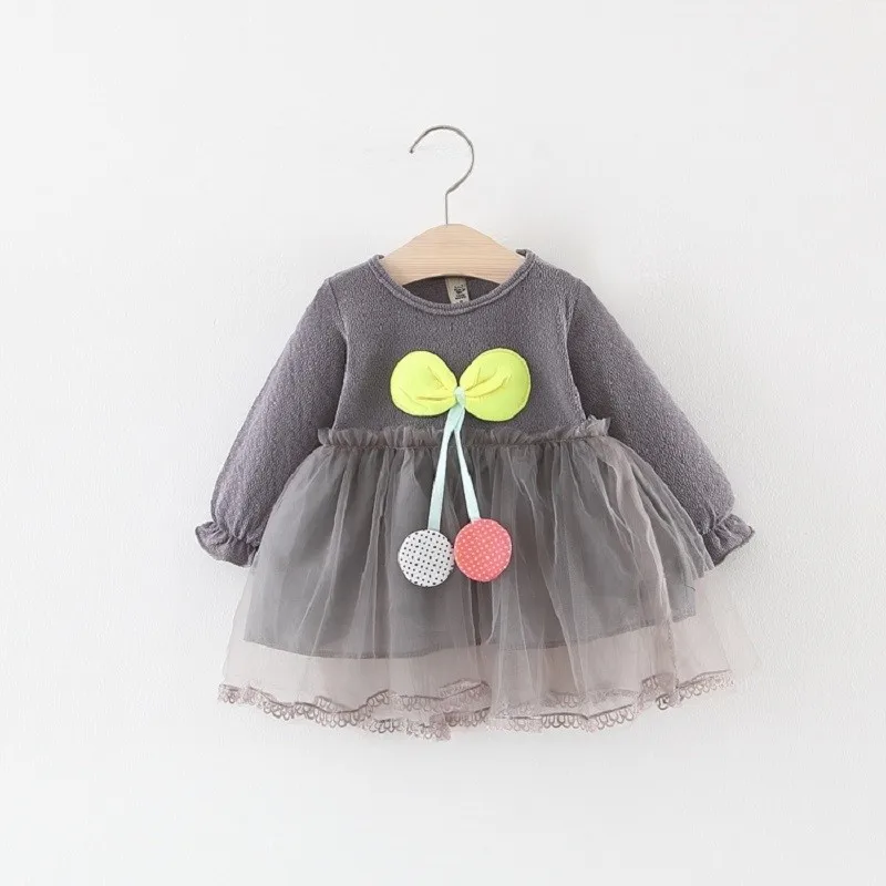 

Autumn 2019 Infant Girls Long Sleeve O Neck Bow Patchwork Mesh Princess Party Baby Tutu Dress Kids Clothes vestidos
