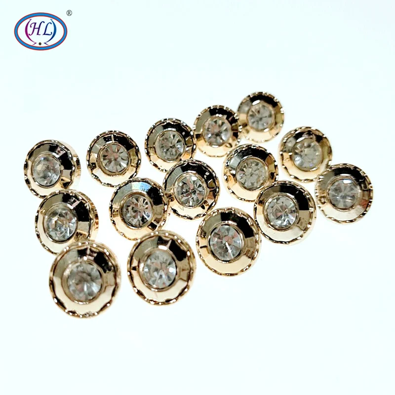 

HL 30/50/150PCS 11mm New Plating Buttons With Rhinestones Shank DIY Apparel Shirt Sewing Accessories