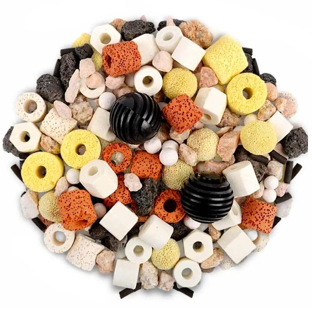 

Aquarium Fish Tank Filter Media Ceramic Rings Activated Carbon Increase Dissolved Bio Balls Clear Water With Free Filter Net Bag