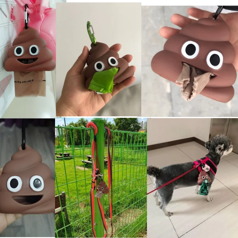 Ramasse crotte,Sac poubelle en forme de caca pour animaux de compagnie, boîte de rangement, avec
