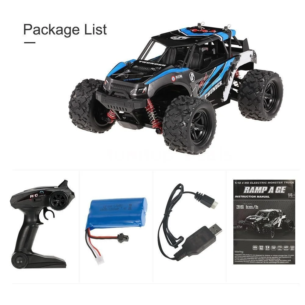 Внедорожный гоночный автомобиль 4WD 1/18 2 4 GHz RC 36 км/ч Багги Высокоскоростная Модель