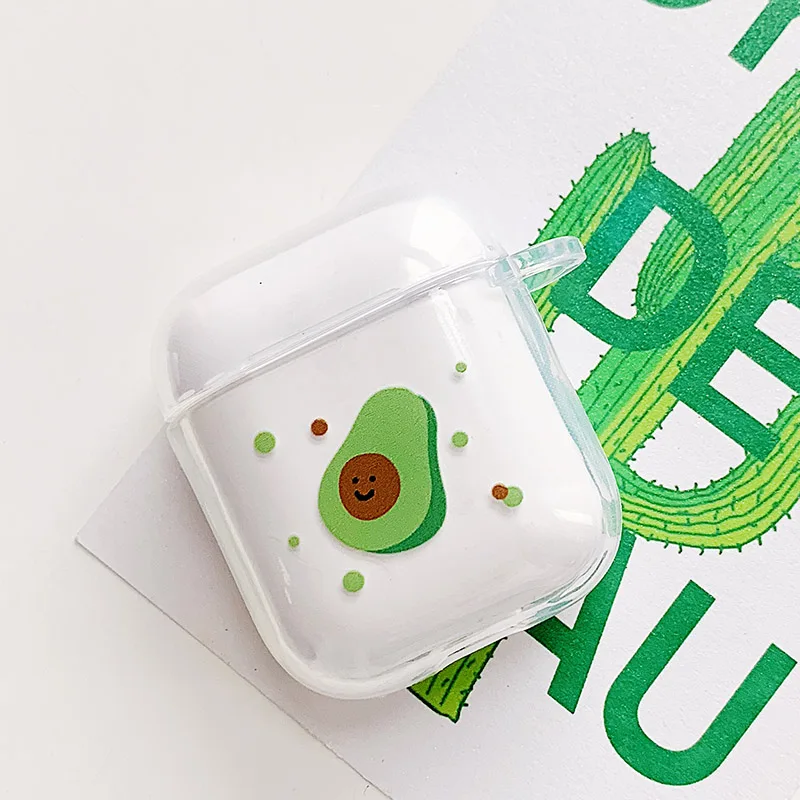 cartoon avocado Сумки для Air Pods с английскими буквами Дейл чип Дональд Дейзи Мультфильм силиконовый прозрачный чехол для Airpods беспроводные наушники Bluretooth - Цвет: cartoon avocado