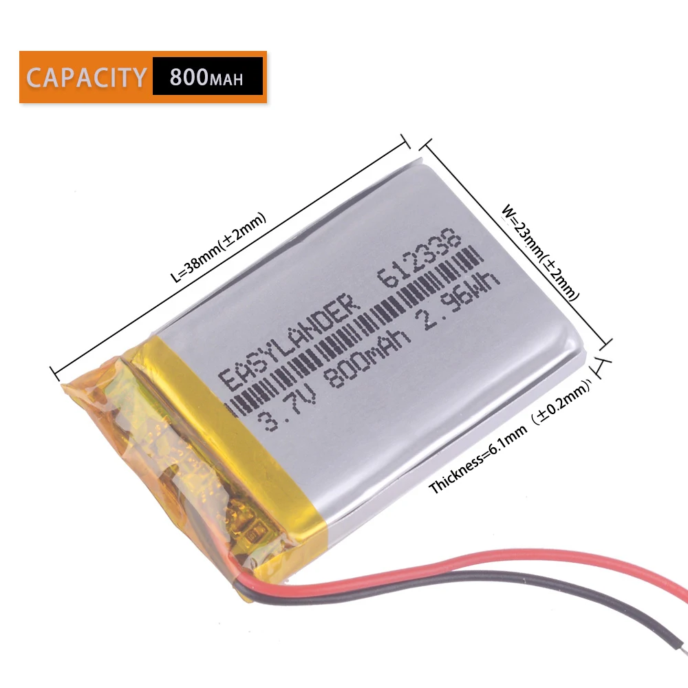 612338 3 7 V 800mAh аккумуляторная батарея для игрушек Millet GPS TEXET FHD 570 dvr 3gp Gmini HD50G HD70G iBox Pro 800
