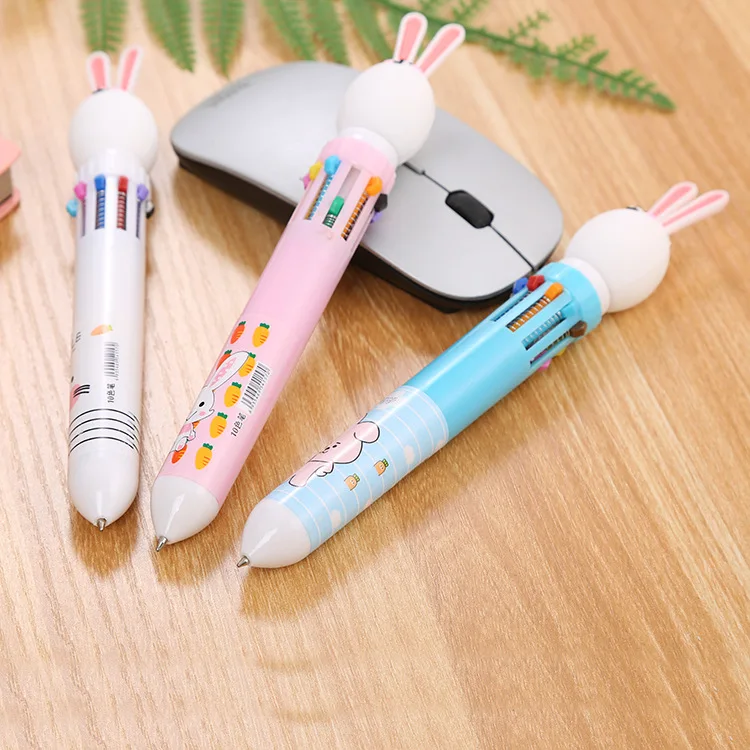 Креативный канцелярский кролик десять цветная шариковая ручка мультфильм