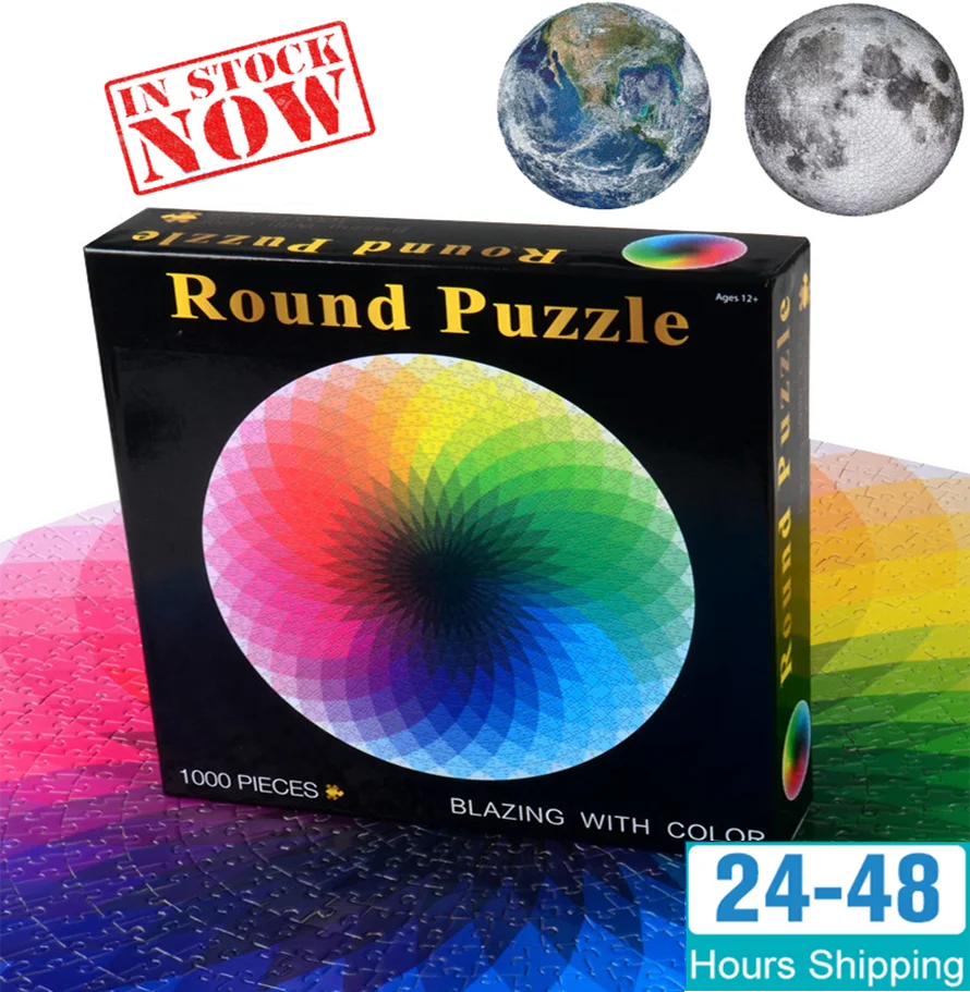 Jigsaw Puzzle Adult 1000Pieces Colorful Rainbow Round Educational Puzzle Toys