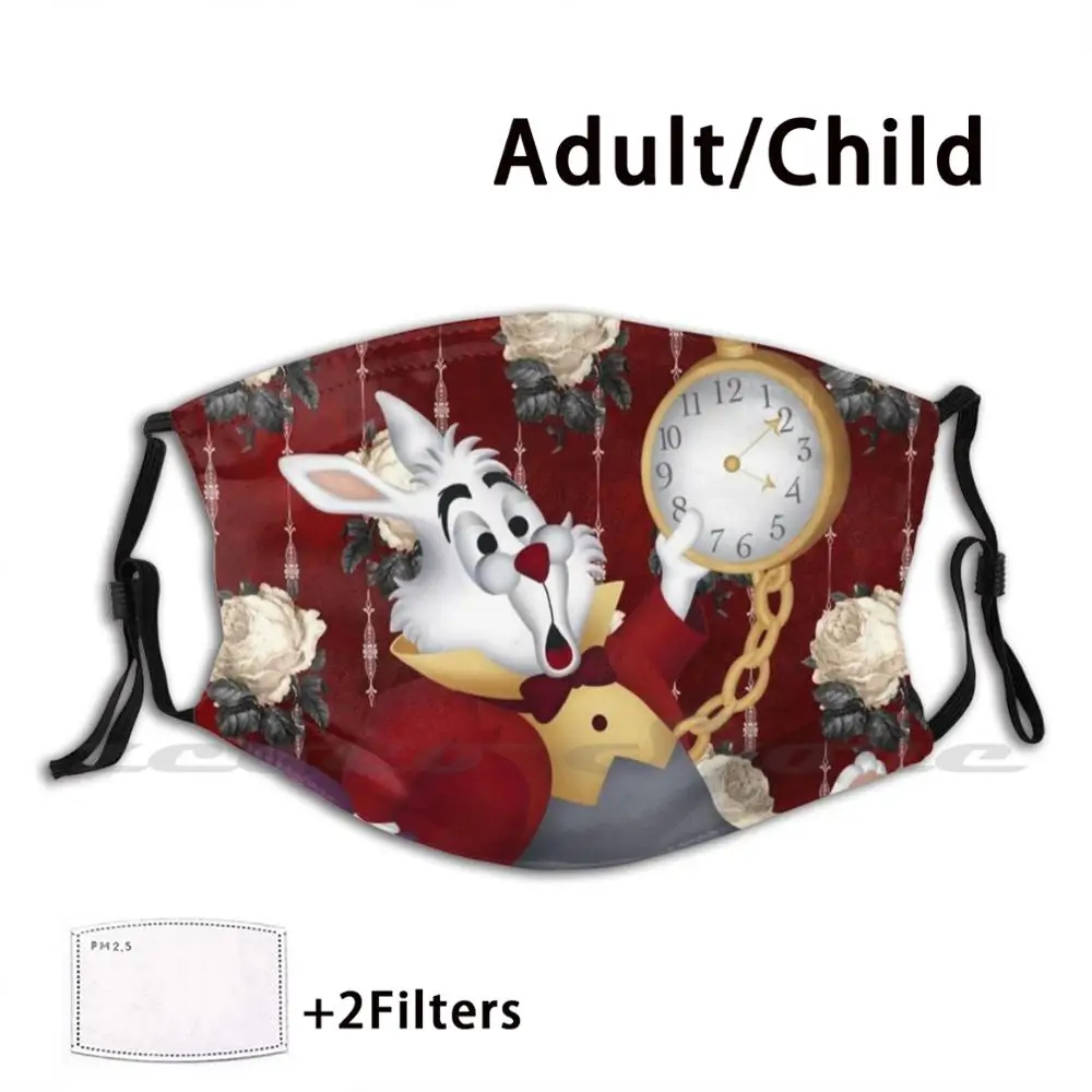 

Всегда поздно моющаяся маска с фильтром Pm2.5, белый кролик, Алиса в Фан-арте, кролик с дыркой, красный, 420