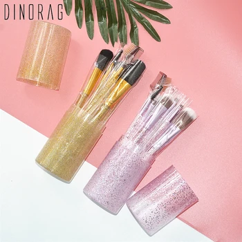 

Dinorag 12pcs Makeup Brushes Canned Set Powder Transparent Handle Foundation Eyeshadow Eyeliner Lip Brush Profession Makeup Tool