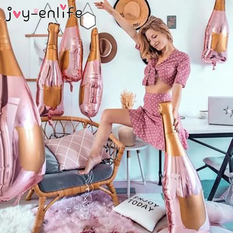 5 шт. девичник вечерние розовое золото бутылка шампанского вина фольга