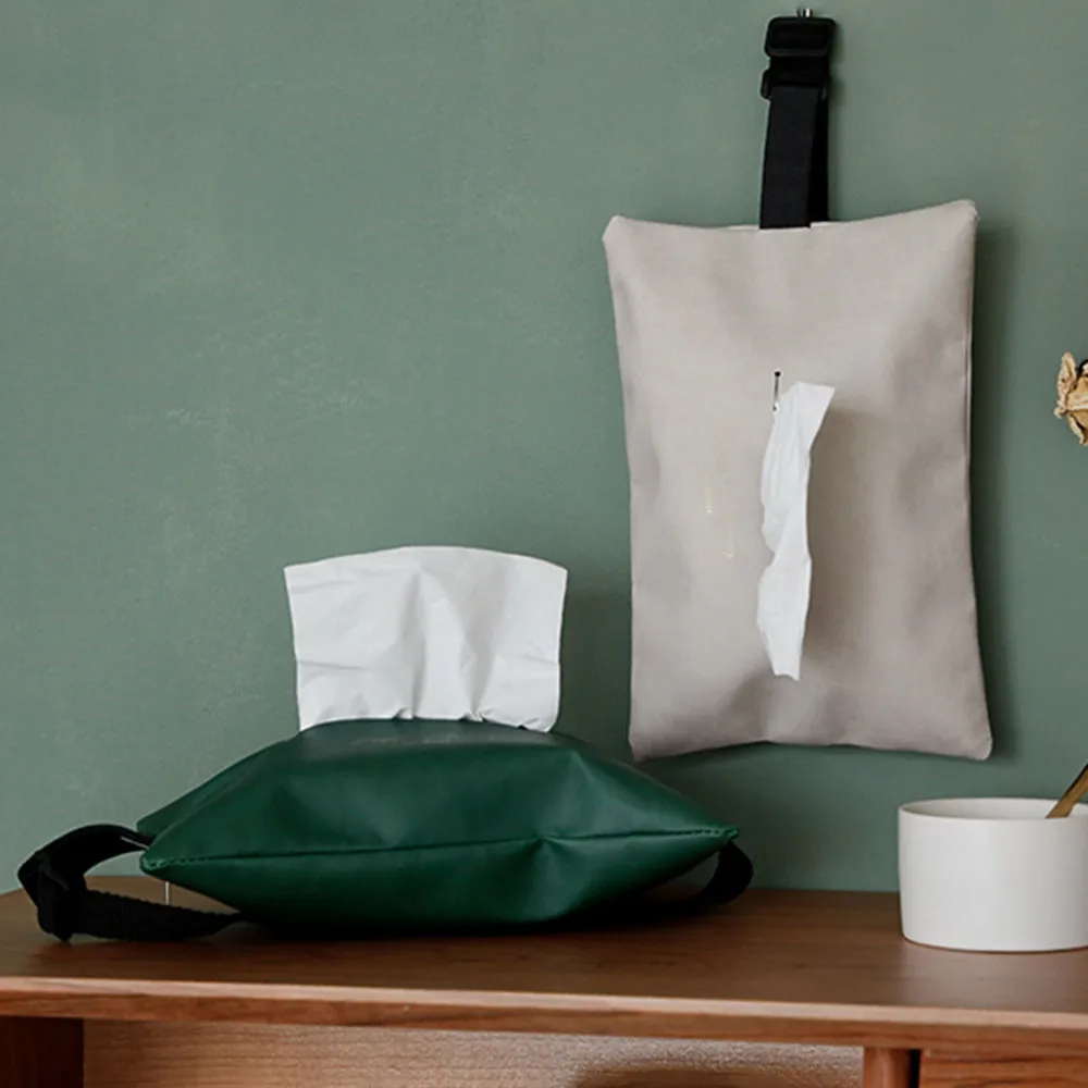 

Nordic Car Tissue Bag Vehicle Back Seat Hanging Paper Towel Box Ins Home PU Leather Table Napkin Case Bags