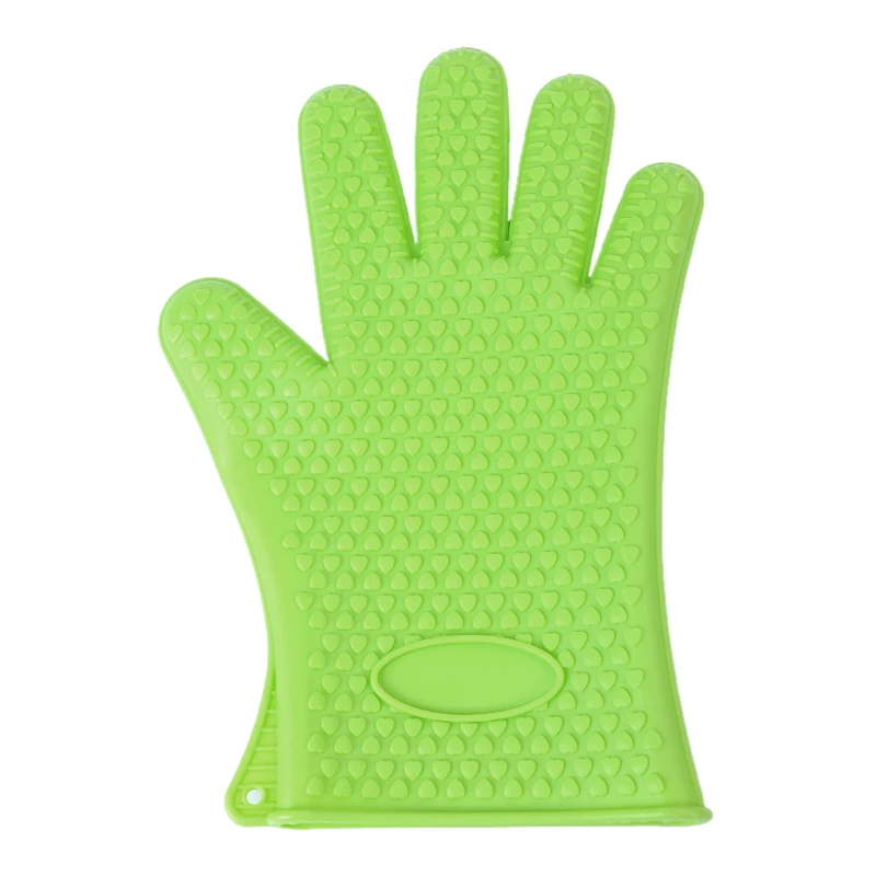 2 шт кухонные силиконовые термостойкие перчатки кухонные аксессуары приготовление, Выпекание, барбекю перчатки для печи - Цвет: Green