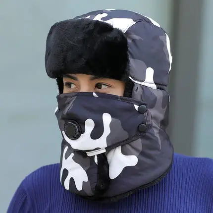 Hat men winter outdoor cold protection cotton cap earmuffs female autumn and winter cycling windproof cap - Цвет: N