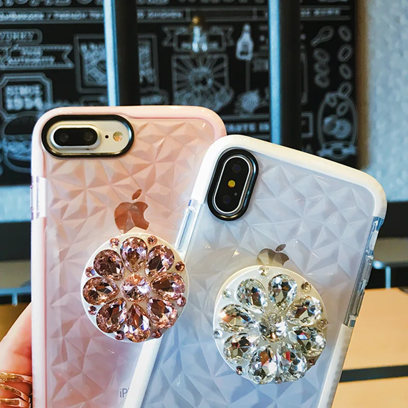 3D Diamond Holder Case For iPhone 11 Pro 7 8 Pluse XR XS MAX 6s Anti-fall Phone Cover With Airbag Holder