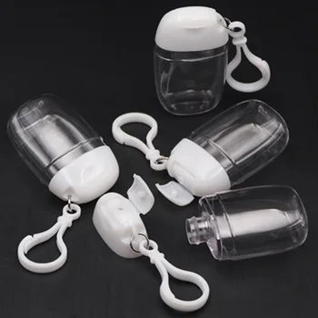 

5/10Pcs 30ml Empty Hand Sanitizer Travel Small Size Holder Hook Keychain Carriers Flip Cap Reusable Portable Empty Bottles