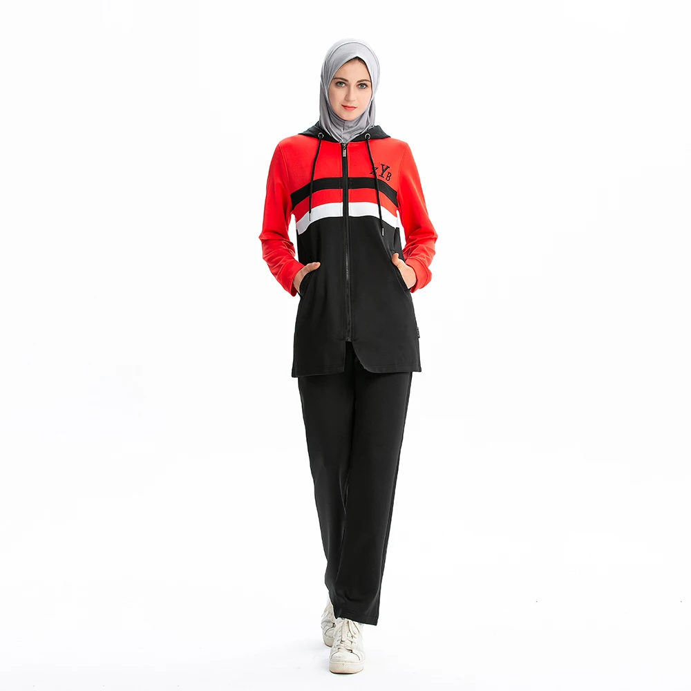 Muslim Women's Tracksuits Hijab Women Islamic Long Sleeve Casual Hoodie Top Pants Jumpsuit Modest Jogging Homme Sport Wear Femme