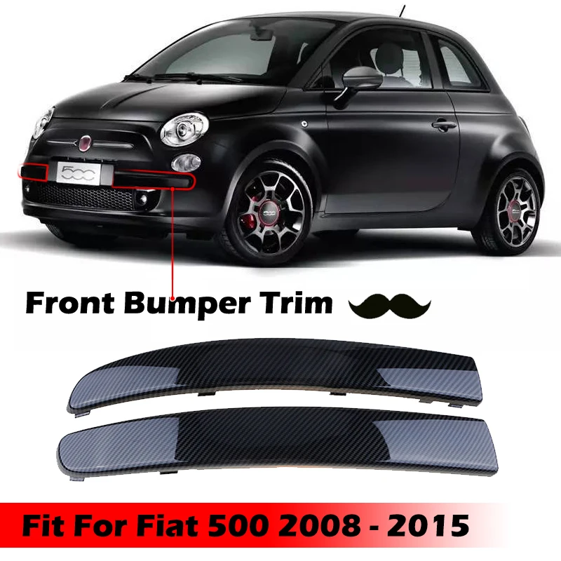 

Car Front Bumper Lower Trim Moulding Anti-collision Strip Fit For Fiat 500 2007-2015 735455056 735455057 Carbon Fiber Look