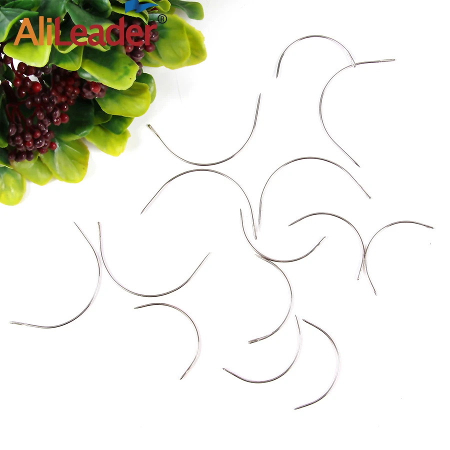 Alileader curva aguja de coser para mechones que teje pelucas reparación Kint para la extensión del pelo 12 unids/pack 6/9Cm C-tipo agujas utensilios para peluca