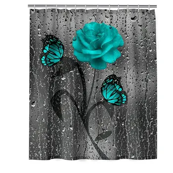 

Waterproof Bathroom Curtain Sets Toilet Cover Non-Slip Bath Mat Rug Carpet Set Home Decoration Bathroom Accessories