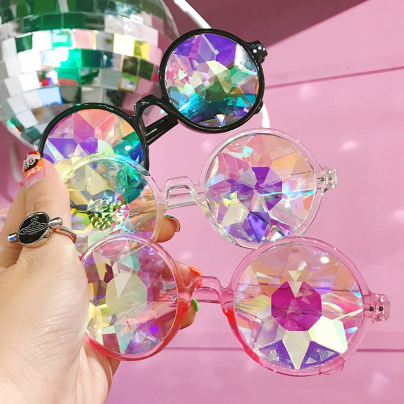 SODIAL Kaleidoscope Glasses Rave Festival Party Sunglasses Diffracted Lens-Pink