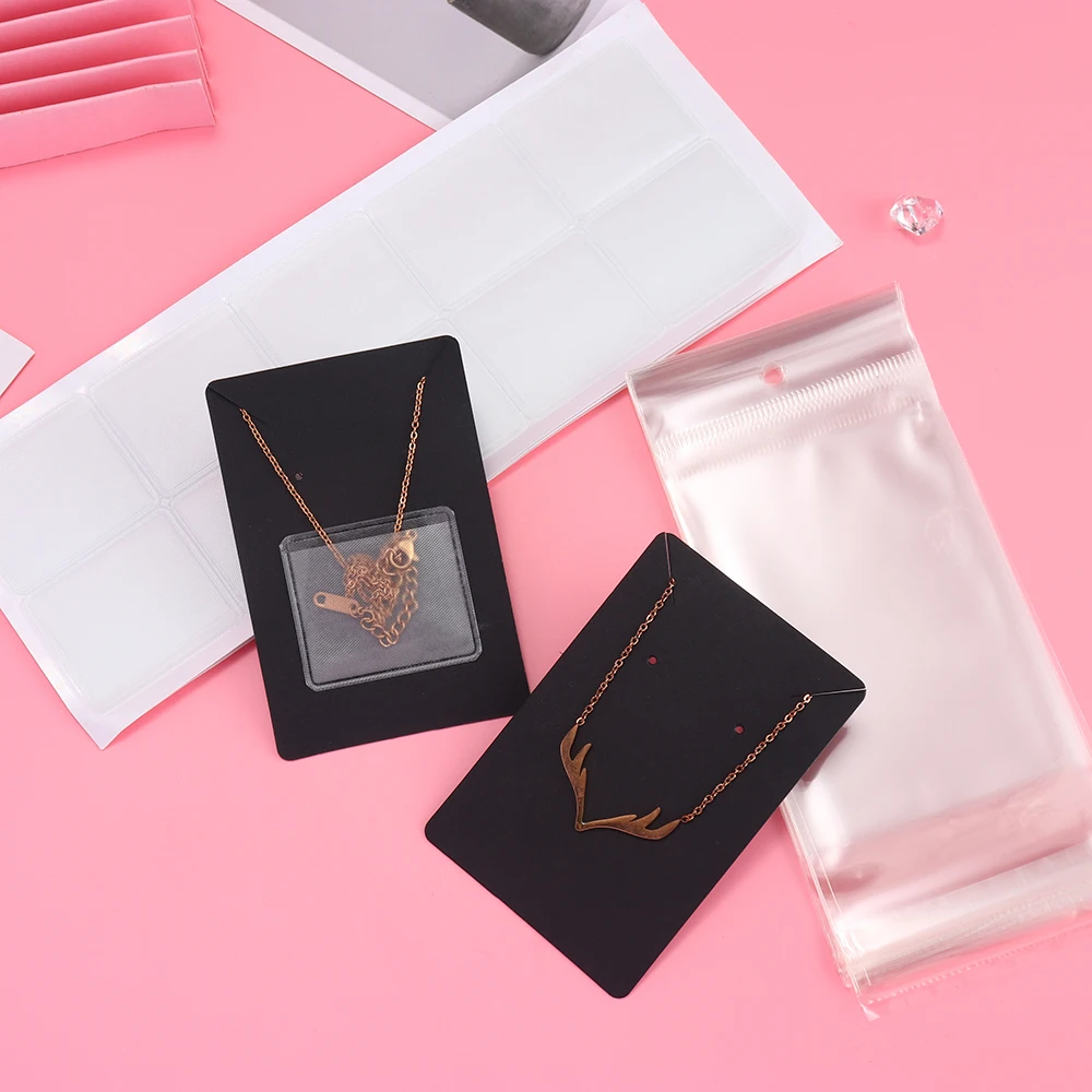 50pcs Opp 자기 접착 비닐 봉투 귀걸이 디스플레이 목걸이 쥬얼리에 대 한 카드 골 판지 종이 DIY 패키지 공급 만들기