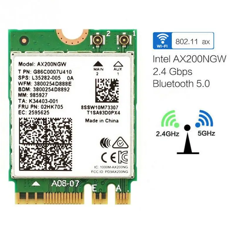 2,4 Гбит/с AX200NGW антенна для ноутбука Двухдиапазонная Bluetooth 5,0 внутренний WLAN адаптер wifi стабильная беспроводная карта сети высокая скорость