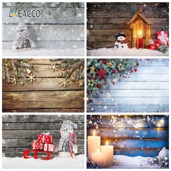 

Laeacco Photography Backgrounds Christmas Photozone Wooden Board Pine Branches Stars Bokeh Photo Backdrops Baby Photophone Props
