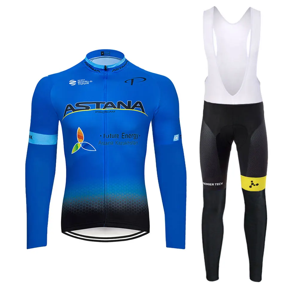 Черный астана Велоспорт Джерси 9D pad велосипед брюки набор MTB Ropa Ciclismo термальный весна осень Би Велоспорт Майо брюки - Цвет: 12