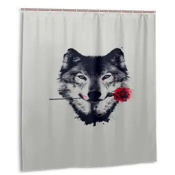 

Wolf Shower Curtain with Hooks bathroom Waterproof Polyester Fabric