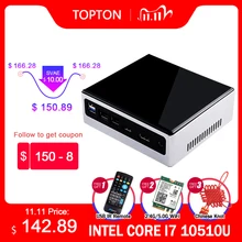 2020 nova 10th gen 2 lan mini pc intel i7-10510U i5-8250U 4 núcleo 2 * ddr4 m.2 nvme nuc computador win10 pro linux wi-fi USB-C dp hdmi