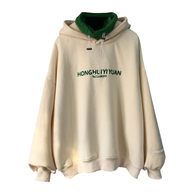 Autumn& Winter New Arrival Fake Two-piece Sweatshirt Korean Version Loose Ovesize Sweatshirt Hooded Padded Free Shipping