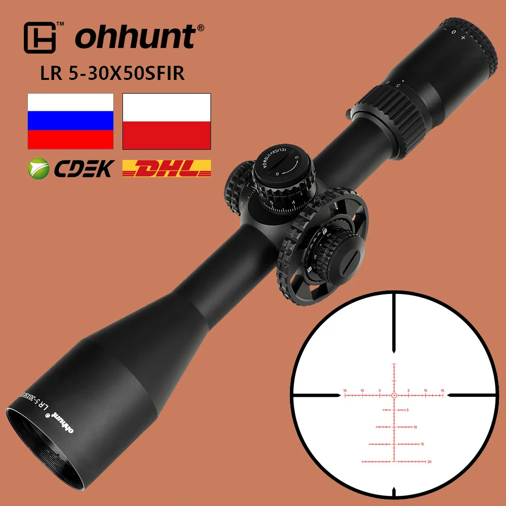 Охотничий прицел ohhunt LR 5-30X50 SFIR оптический с красным освещением стеклянная