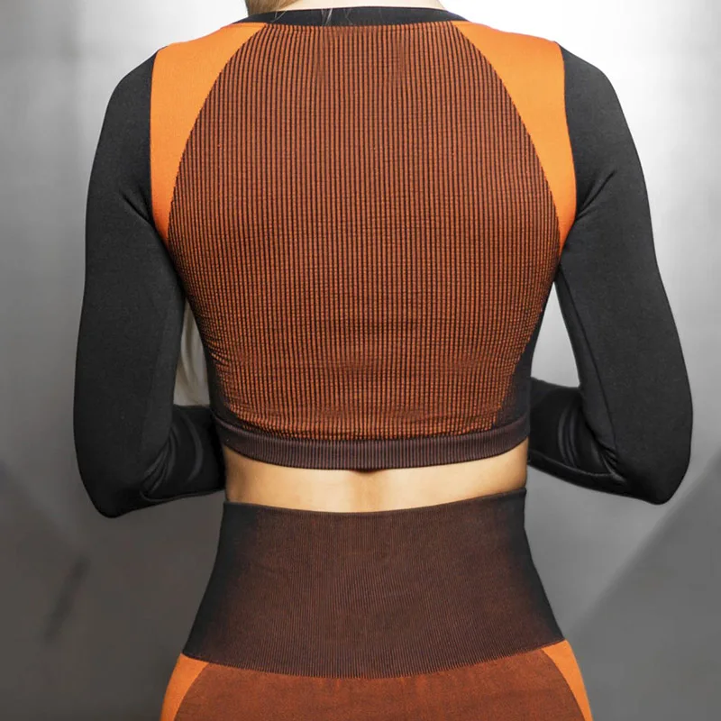 SALSPOR Женская Сексуальная короткая рубашка для йоги Спортивная с длинным рукавом