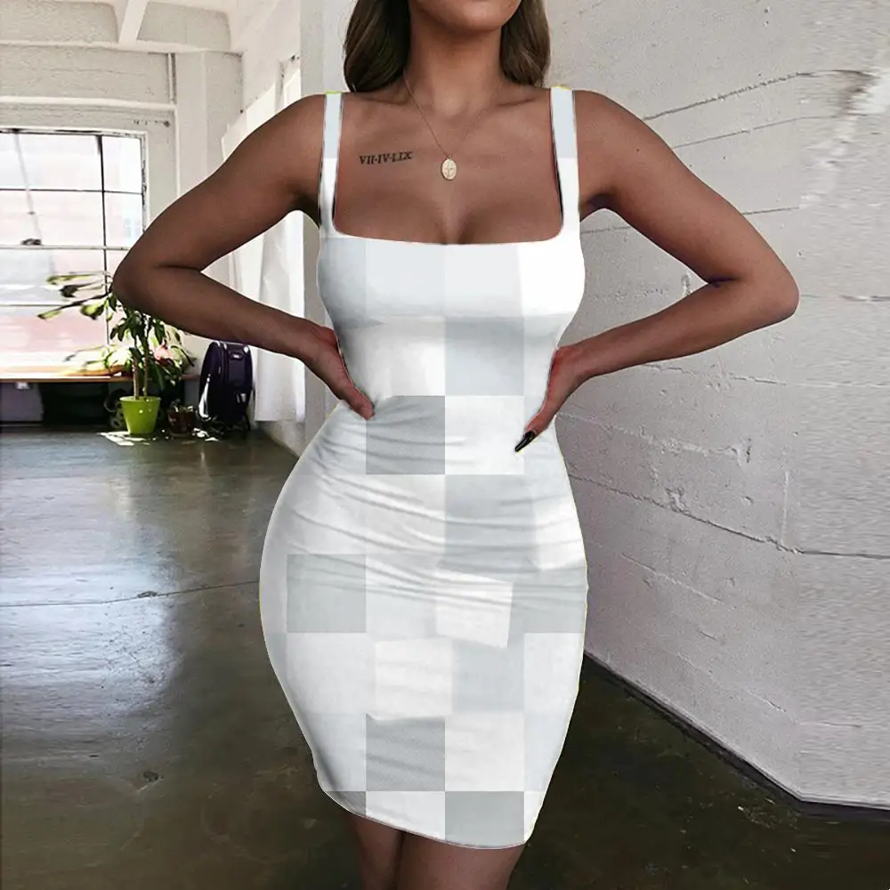 

KYKU Cube Dress Women Geometry 3d Print Art Vestido Sexy Harajuku Sundress Womens Clothing Summer Beach Beach High Quality