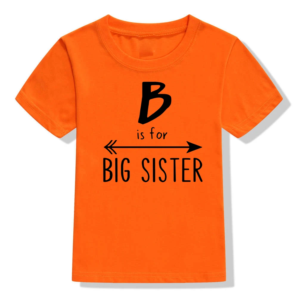 B Is for Big Sister/Забавная детская футболка с принтом для девочек футболка для девочек с надписью «Big Sisters To Be» модные футболки с короткими рукавами для малышей