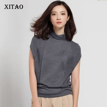 XITAO Wool Soft Elastic Sweaters Pullovers Turtleneck Short Sleeve Autumn Women Cashmere Sweater Female Brand Jumpers HHB-002