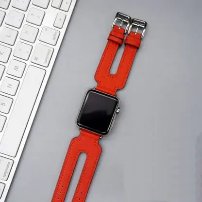 Red Ремешок из натуральной кожи для apple watch 42 мм/38 ремень с двойной пряжкой ремешок для iwatch сменный ремешок для часов - Цвет ремешка: Red