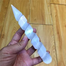 Натуральный белый Selenite палочка кристалл камень цилиндр массажный инструмент Fraueneis образец минерала полированная палочка в качестве подарков