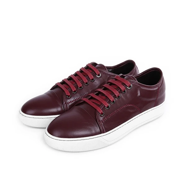 Qianruiti/Весенняя мужская повседневная обувь; модная теннисная обувь со шнуровкой; обувь для подиума с низким верхом в стиле пэчворк; мужские кроссовки; Chaussures Hommes - Цвет: wine red lether