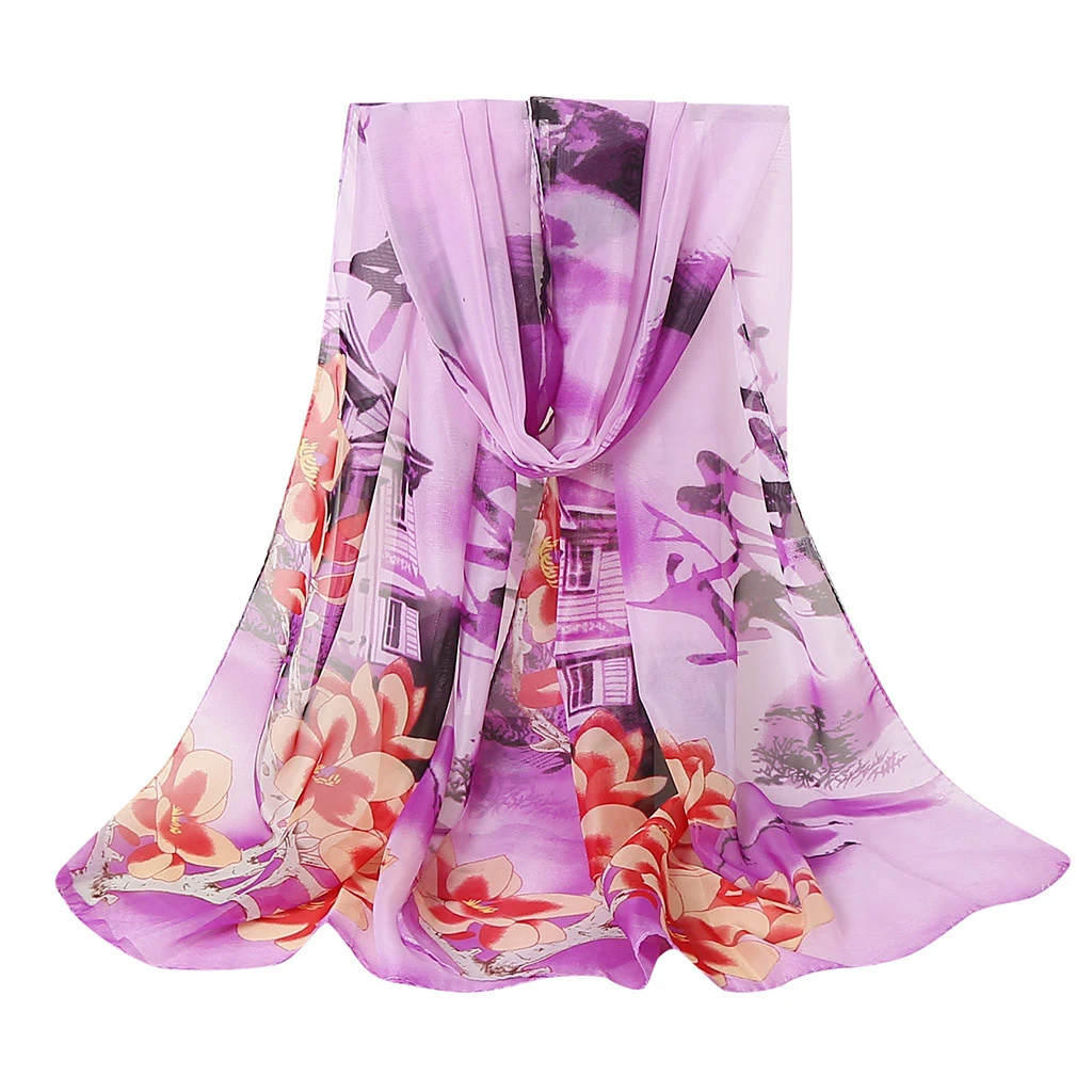 2019 Scarves For Women Hot Sale Print Flower Scarves Wrap Sunscreen Beach Long Hijab Four Seasons Available Cape Female 919