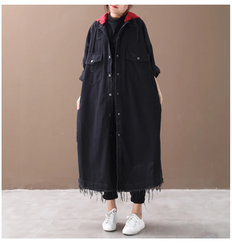 Max LuLu осенняя одежда модные корейские роскошные женские джинсовые тренчи женские с капюшоном Большие винтажные длинные ветровки