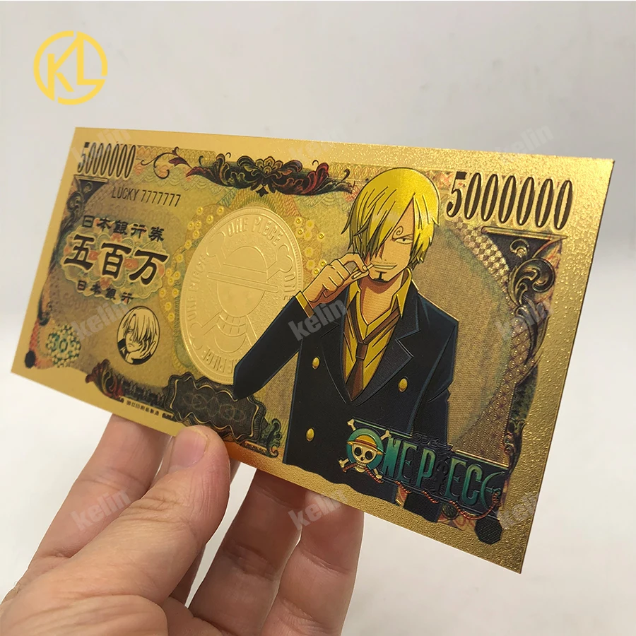 1 шт. счастливая раута One Piece Sanji Зоро Луффи Anime Коллекционная Золотая банкнота 5000000