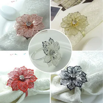 

Metal Flowers Napkin Rings Holder for Dinning Table Parties